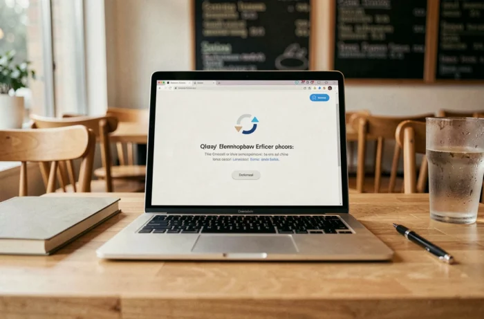 Écran d'ordinateur affichant une erreur de connexion à la messagerie Pia Amiens dans un café